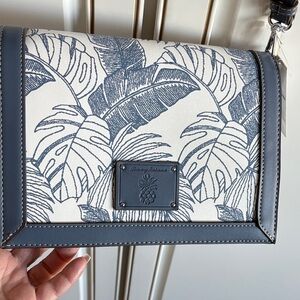 NWT Tommy Bahama Navy & Off White Palm-Print Crossbody